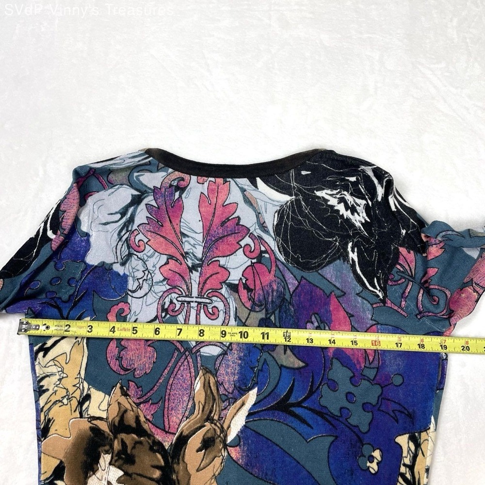 Alberto Makali Women's Floral Cardigan Vintage Y2K Bell Sleeve Gem Sz L NWT - Picture 10 of 11